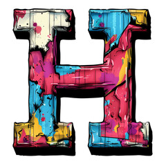 Wall Mural - Letter H in Comic Book Style Isolated on Transparent or White Background, PNG