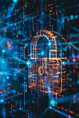 Cybersecurity and data protection concept. Creative background of network security and cyber technology. Online information encryption. 
