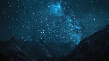 Wall Mural - majestic view of the night sky filled with stars over the mountains. ideal for backgrounds and natur