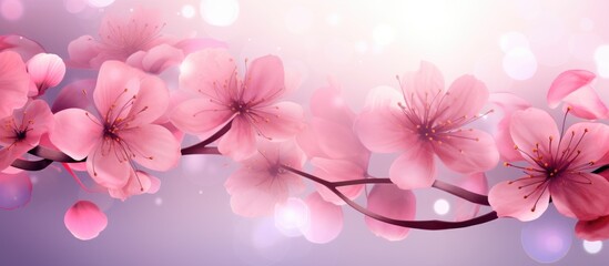 Poster - A stunning display of pink flowers against a vibrant purple background, showcasing the beauty of natures blossoms and the contrast of colors