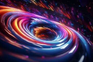 Wall Mural - A fluid motion shot of a 3D torus rotating gracefully in a colorful space