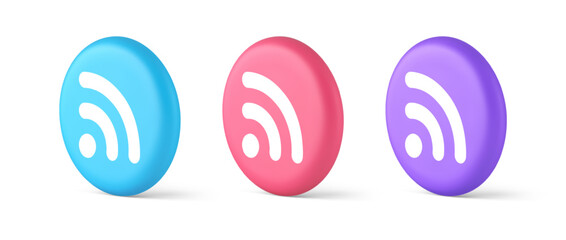 Wall Mural - wifi available access button wireless internet connection signal 3d realistic isometric circle icon