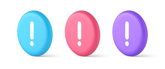 Wall Mural - exclamation mark keyboard button important attention point cyberspace communication 3d circle icon
