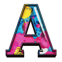 Wall Mural - Letter A in Pop Art Style Isolated on Transparent or White Background, PNG