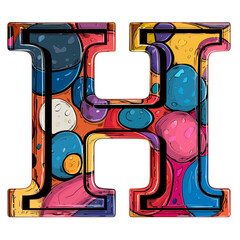Wall Mural - Letter H in Pop Art Style Isolated on Transparent or White Background, PNG