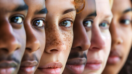 Wall Mural - Multi Ethnic Women Faces Montage Closeup