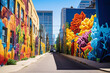 Witness the urban landscape come alive with the vibrant colors and bold strokes of a street art mural.
