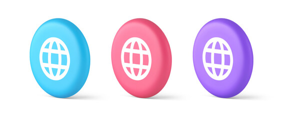 Wall Mural - global internet connection gps planet button network web business communication 3d circle icon