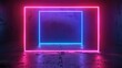 A neon frame glowing in a dark room, perfect for technology concepts.
