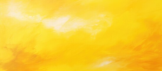 Poster - A natural landscape featuring a yellow sky with white cumulus clouds, creating a serene atmosphere. The amber tints blend with peach hues, adding warmth to the scene