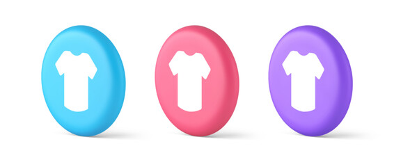 Wall Mural - t shirt online shopping button internet order purchasing 3d realistic isometric circle icon