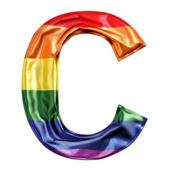 Letter C styled as pride flag Isolated on Transparent or White Background, PNG