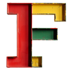 Wall Mural - Letter F in Red Yellow Green Isolated on Transparent or White Background, PNG