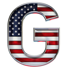 Wall Mural - Letter G styled as American Flag Isolated on Transparent or White Background, PNG