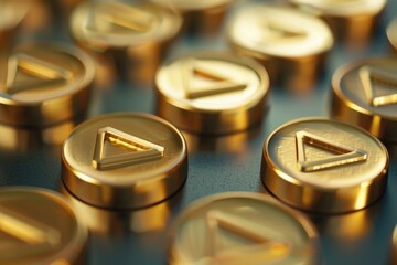 Wall Mural - Close up of a number of gold keys. Versatile image for various concepts.