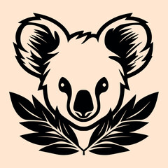 Sticker - Black and White Koala Outline Silhouette Ornament Vector Art for Logo and Icon, Sketch, Tattoo, Clip Art