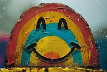 A Smiley Face With A Rainbow And A Cheerful Expression