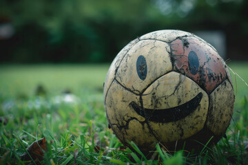 a smiley face with a soccer ball and a sporty expression