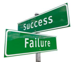 Wall Mural - Success, Failure 2 Way Green Road Sign. Transparent PNG.