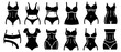 Set of waist Related Vector Line Icons. Includes such Icons as figure, silhouette, sports, nutrition, fitness, workout, sexuality, supplements, exercise, vitamins, diet, clothes.
