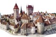 Miniature model of a castle with a clock tower, ideal for architectural projects.