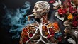 a powerful anti-smoking message conveyed through an image of pristine, healthy lungs contrasted with a backdrop of cigarettes in flames
