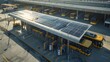 Solar-powered electric bus depot with smart charging stations and energy storage systems