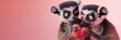 Two adorable lemurs holding a heart together, representing love and friendship in a playful and affectionate illustration
