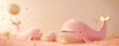 3D illustration of a cute pink cartoon whale family