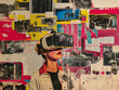 Person Wearing Virtual Reality Headset. Generative AI