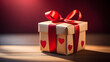 gift box wrapped with red ribbon, generative ai
