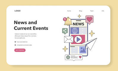 News and Current Events theme. Flat vector illustration