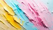 Abstract colorful paint brush strokes on a white background, using pink and yellow colors with a pink color palette and turquoise color. 