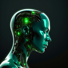 green Artificial intelligence black background