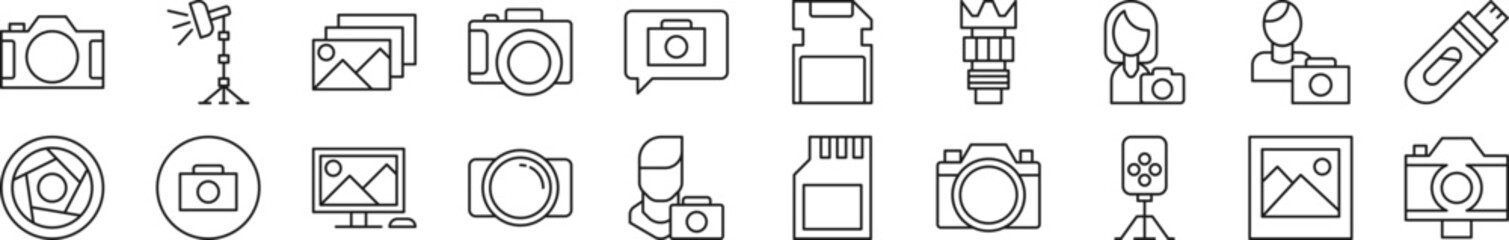 Wall Mural - photographer linear vector icons collection. editable stroke. simple linear illustration for web sit