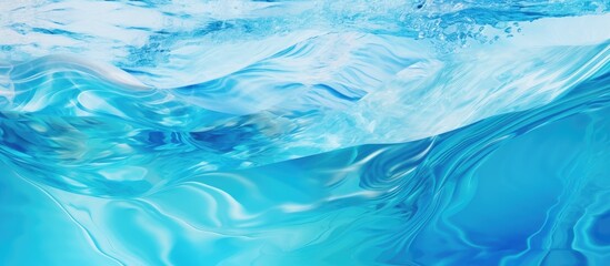 Poster - An art piece depicting a fluid wave in electric blue, resembling the beauty of wind waves in the ocean, showcasing patterns and liquid movement