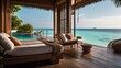 Sumptuous beachfront retreat on the idyllic shores of the Maldives, boasting unparalleled views of turquoise waters and overwater bungalows with direct access to the Ocean