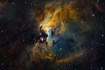 vibrant space nebula with colorful gas clouds and star clusters capturing the awe-inspiring beauty o