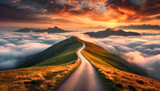 Fototapeta Niebo - Krajobraz górski, szczyt, niebo i chmury
