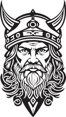 Wall Mural - Powerful line art style Viking head vector graphic template, Suitable for logo design, tattoo design or print on demand
