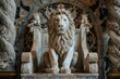 Majestic royal lion seated on a throne Symbolizing power and nobility in a regal setting
