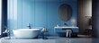 Minimalist Interior Design in a Contemporary Blue Bathroom