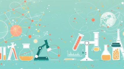  science and physics elements in light blue, flat design