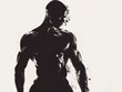 muscular man black silhouette, white background