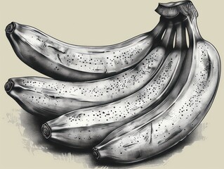 Wall Mural - banana great quality black and white line art and white background 