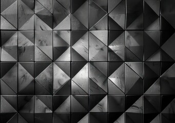 Wall Mural - silver abstract, monochrome design, symmetrical pattern, parallelogram tiles