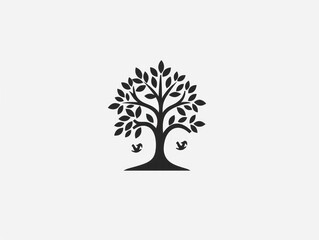 Wall Mural - simple tree logo design, black and white logo, simple minimalism, elegant design