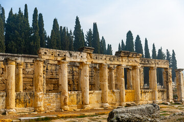 Wall Mural - View of large columns along main street of ancient Hellenistic city of Hierapolis, Phrygia, Turkey