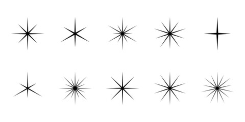 Wall Mural - Simple sparkles set – Collection of little stars isolated on a white background – Vector black sparkles icons