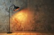 A sleek modern lamp casting a warm light against a plain wall